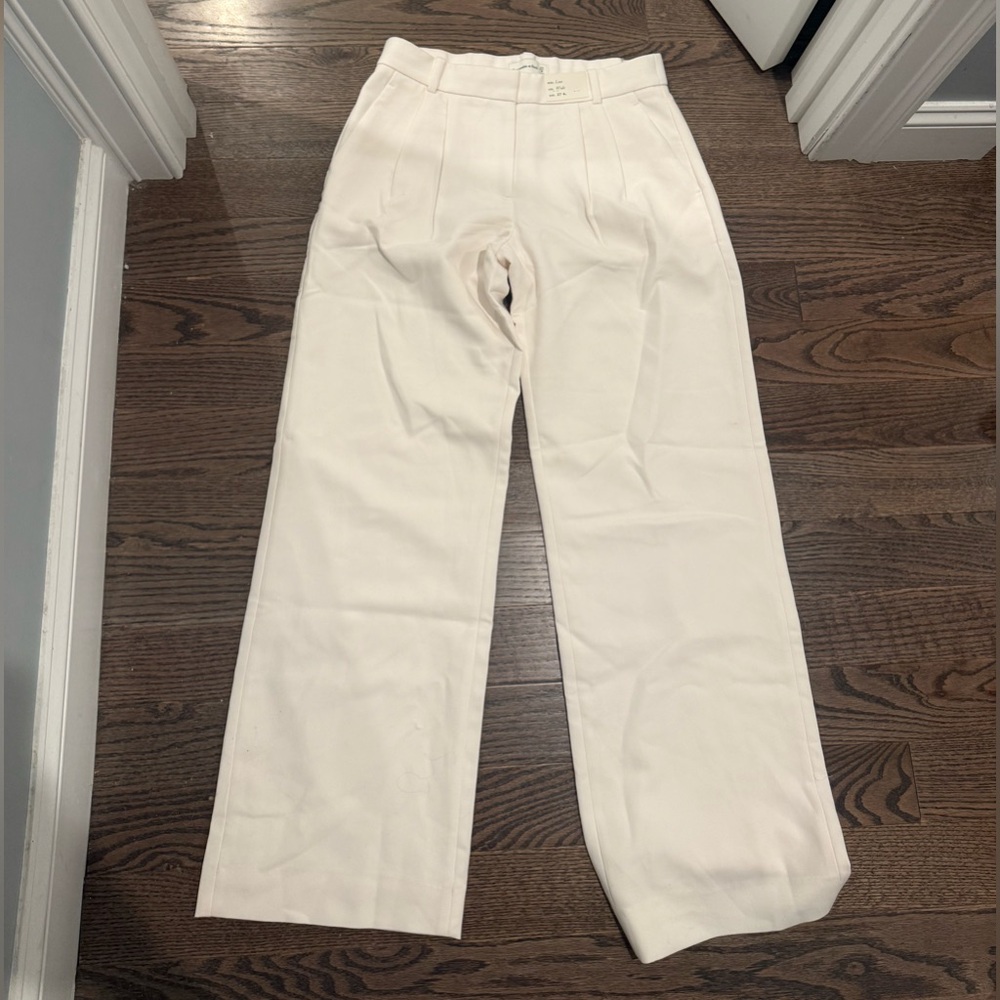 Abercrombie & Fitch Cream Wide-Leg Pants